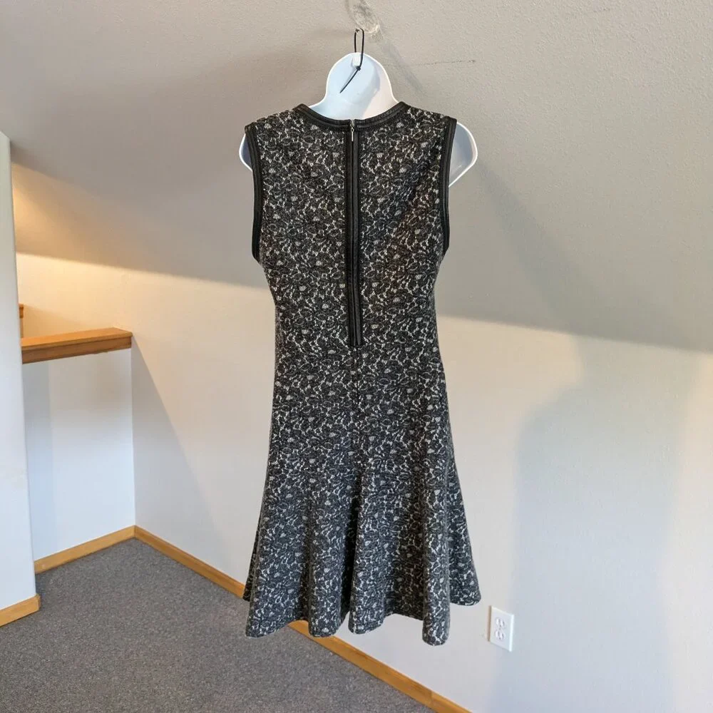 Rebecca Taylor Couquette Bonded Lace Dress Lamb Leather Trim Size 6 - Picture 9 of 16